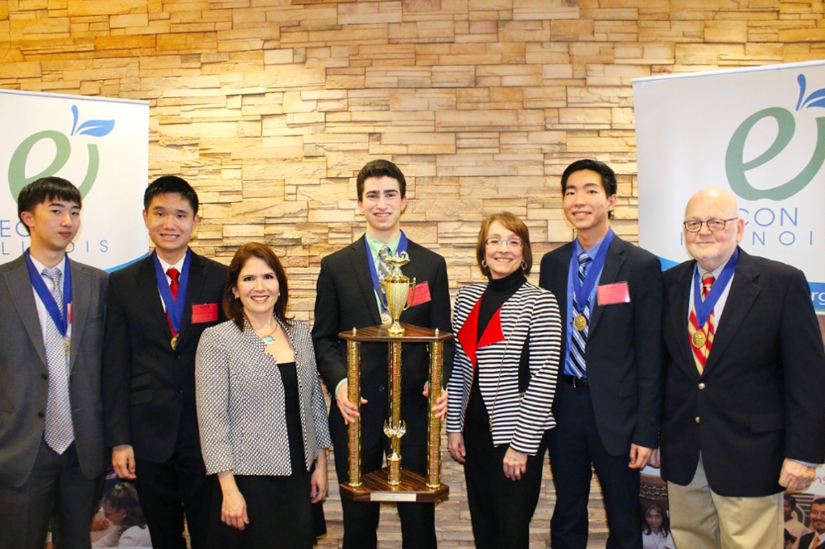 1st place Homewood-Flossmoor team with Coach, Mr. Anello
